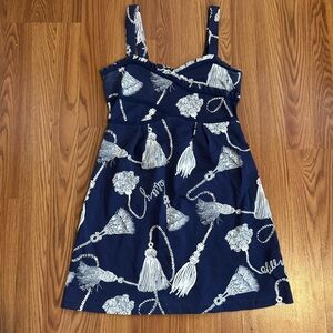 Lily Pulitzer Navy Blue Nautical Dress with White Tassel Patterns Size 0